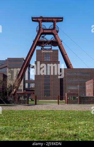 Zeche Zollverein, UNESCO Welterbe, Essen, NRW, Deutschland, Zeche Zollverein, UNESCO Welterbe, Doppelbock Fördergerüst von Schacht XII, Essen, NRW, Banque D'Images