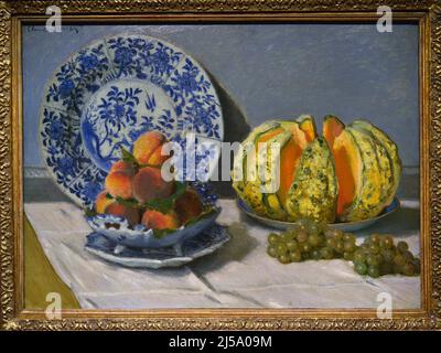 Claude Monet (1840-1926). Peintre impressionniste français. Encore la vie avec Melon, ca. 1872. Huile sur toile (53 x 73 cm). Musée Calouste Gulbenkian. Lisbonne. Portugal. Banque D'Images