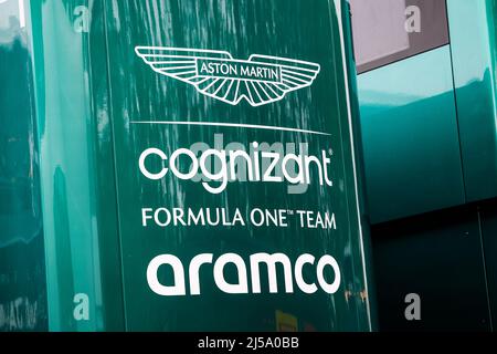 Imola, Italie. 21st avril 2022. Cognizant Aston Martin F1 logo Aramco lors de la Formule 1 Grand Premio del Made in Italy e dell'Emilia-Romagna 2022, 4th tour du Championnat du monde de Formule 1 2022 de la FIA, sur le circuit Imola, du 22 au 24 avril 2022 à Imola, Italie - photo Florent Gooden / DPPI crédit: DPPI Media/Alamy Live News Banque D'Images