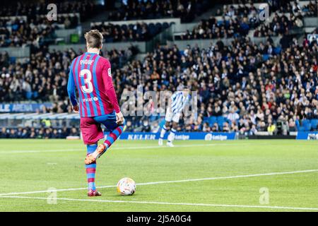 Saint-Sébastien, Espagne. 21st avril 2022. La Liga Spanish la Liga football Match Real Sociedad vs FC Barcelona au stade Reale Arena, San Sebastian 21 avril 2022. Pique 900/Cormon Press Credit: CORMON PRESS/Alay Live News Banque D'Images