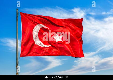 Drapeau Turkısh rouge et blanc Banque D'Images