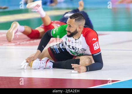 Forum Eurosuole, Civitanova Marche, Italie, 21 avril 2022, Osmany Juantorena, Cucine Lube Civitanova pendant le jeu - Cucine Lube Civitanova vs ITAS Trentino - Volleyball Italien Serie A Men SuperLeague Championship Championship Banque D'Images