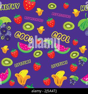 Fond de motif coloré avec différents fruits Vector Illustration de Vecteur