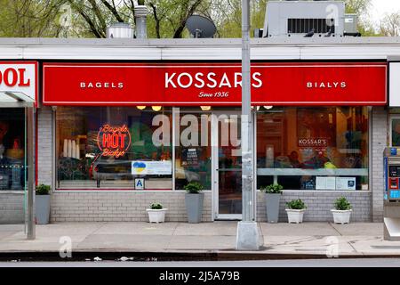 Kossar's bagels & Bialys, 367 Grand St, New York, New York, New York, vitrine photo d'une boulangerie et d'un traiteur bialy dans le quartier Lower East Side de Manhattan Banque D'Images