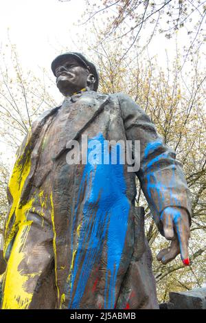 La statue de Lénine. Une sculpture en bronze du révolutionnaire et politicien russe controversé. Monument de Lénine se trouve à Seattle, WA, Etats-Unis Banque D'Images