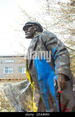 La statue de Lénine. Une sculpture en bronze du révolutionnaire et politicien russe controversé. Monument de Lénine se trouve à Seattle, WA, Etats-Unis Banque D'Images