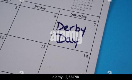 Kentucky Derby Day marqué sur un calendrier le samedi 7 mai 2022. Banque D'Images