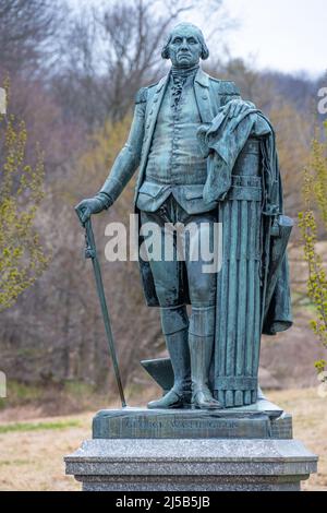 Statue de George Washington (général de l'armée et premier président des États-Unis) sur la propriété de son quartier général à Valley Forge en Pennsylvanie. (ÉTATS-UNIS) Banque D'Images