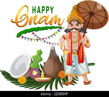 Illustration de l'affiche du festival de récolte hindou d'Onam Illustration de Vecteur