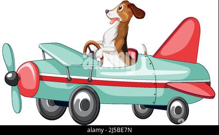 Un avion de conduite de chien sur fond blanc Illustration de Vecteur