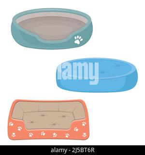 ensemble de lit pour chiens et chats, illustration vectorielle à couleur isolée Illustration de Vecteur