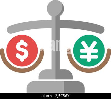 ILLUSTRATION de l'icône de vecteur DÉPRÉCIATION du SOLAR US ( contre yen japonais ) Illustration de Vecteur