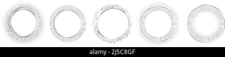 éléments graphiques circulaires dessinés à la main avec un contour variable isolé sur fond blanc, illustration vectorielle Illustration de Vecteur