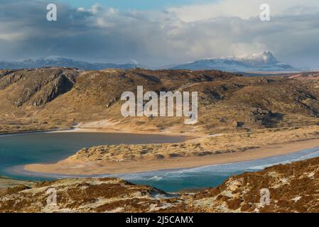 Plage de Torrisdale avec Ben Loyal Beyond, Sutherland Banque D'Images