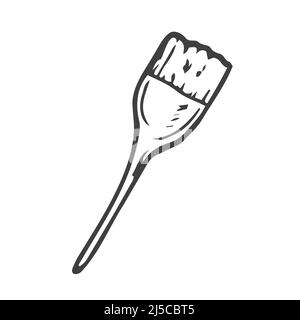 Brosse à teinture pour cheveux. Commode à cheveux professionnelle. Icône en forme de doodle dessinée à la main. Illustration vectorielle. Illustration de Vecteur