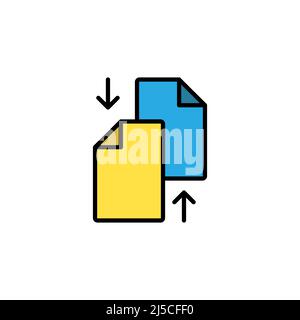 Transférer des fichiers icône de contour plein, signe de vecteur plein, pictogramme de style linéaire isolé sur blanc. Symbole d'échange de données, illustration du logo. EDI Illustration de Vecteur