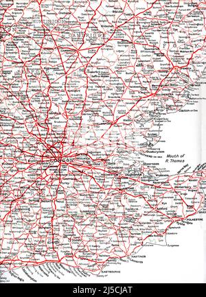 Détail intérieur de Londres et de ses environs, d'une série originale des années 1940 Geographia Cyclists' Map South East England, . Question n° 1. Publié par Geographia Ltd. 167 Fleet Street, Londres, EC4. Banque D'Images