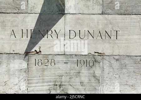 Monument à Henri Dunant, fondateur de la Croix-Rouge, Genève, Suisse Banque D'Images