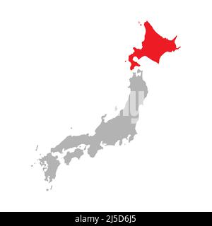 Préfecture d'Hokkaido mettre en évidence sur la carte du Japon Illustration de Vecteur