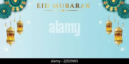 Arrière-plan de la bannière EID Mubarak. Modèle de conception de vacances islamique EID. Illustration de Vecteur