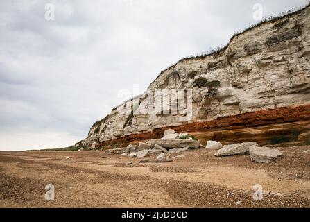 Le phare emblématique de Old Hunstanton au coucher du soleil. Banque D'Images