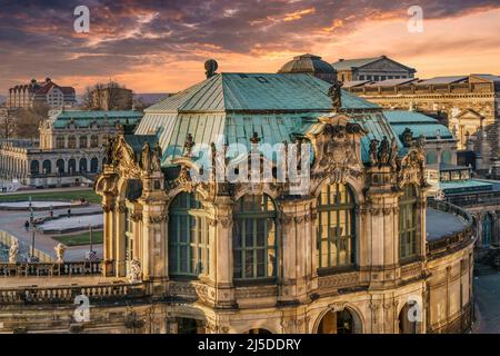 Wallpavillon, Zwinger, Dresde, Saxe, Allemagne, Europe Banque D'Images