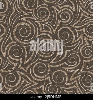 Motif vectoriel fluide de spirales beiges et de rayures déchirées fluides.motif vectoriel sans coutures de spirales beiges et de spirales. Illustration de Vecteur