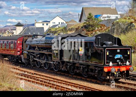 MALLAIG SCOTLAND WEST HIGHLAND TRAIN À VAPEUR JACOBITE À LA GARE Banque D'Images