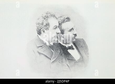 Traduction ENG : ' M. Auguste et Louis lumière PHOTOGRAPHIE EN COULEUR À l'ILLUSTRATION ' - original en français : ' M. Auguste et Louis lumière LA PHOTOGRAPHIE DES COULEURS À ' l'IILLUSTRATION ' - extrait de 'l'Illustration Journal universel' - magazine illustré en français - 1907 Banque D'Images