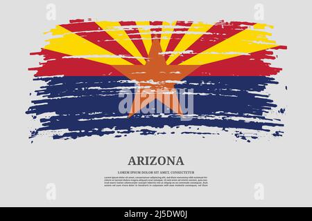 Drapeau américain Arizona avec effet de pinceau et affiche de texte d'information, fond vectoriel Illustration de Vecteur