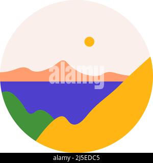 Nature paysage, montagnes et lac ou étangs Illustration de Vecteur