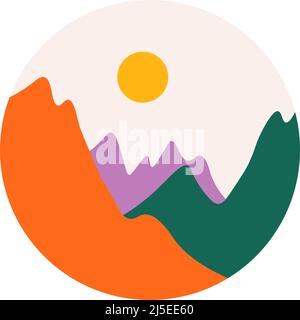 Paysage et nature, montagnes et forêt Illustration de Vecteur