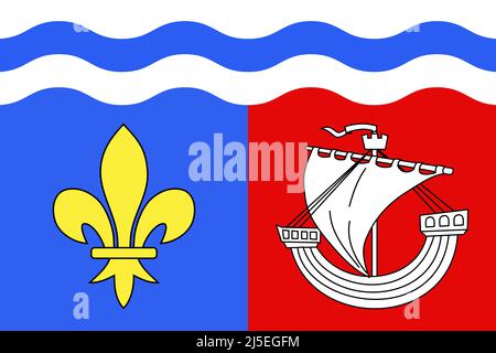 Vue de dessus du département des hauts de Seine, France. Patriote français et concept de voyage. Pas de mât. Conception de plan, présentation. Arrière-plan drapeau Banque D'Images