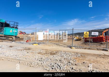 Site de construction en Australie pour de nouvelles maisons en cours de construction à Denman Prospect une nouvelle banlieue de Canberra, ACT, Australie Banque D'Images