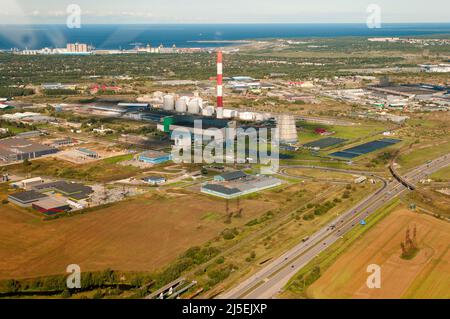 Vue aérienne de la centrale électrique de l'IRU près de Tallinn, Estonie Banque D'Images