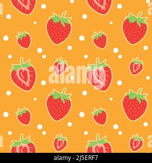 Fond de fraises à motif vectoriel sans couture, composé d'illustrations simples. Illustration de Vecteur