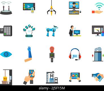 Ensemble d'icônes Internet des objets. Peut être utilisé pour des sujets tels que la technologie, l'innovation, la robotique, l'équipement, l'industrie Illustration de Vecteur