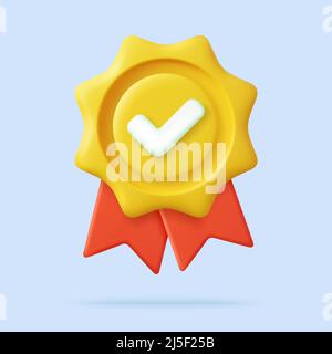 3D Médaille du gagnant avec ruban. Illustration de Vecteur