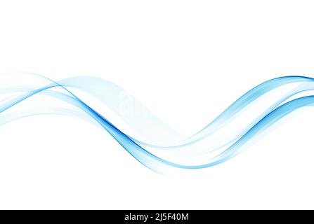 Elément abstrait d'onde bleue lisse. Illustration du mouvement bleu de la courbe d'écoulement. Motif vagues de fumée. Lignes vectorielles. Illustration de Vecteur
