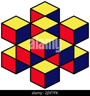 Image vectorielle d'une étoile à six côtés composée de cubes Banque D'Images