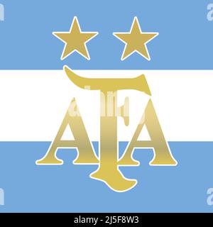 Logo de la fédération Argentine de football avec drapeau national, coupe du monde de la FIFA 2022, illustration Banque D'Images