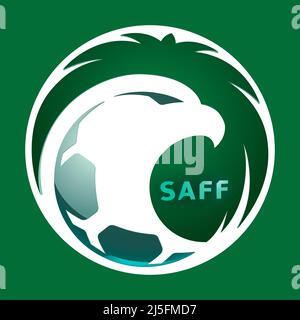 Logo de la fédération de football d'Arabie Saoudite avec drapeau national, coupe du monde de la FIFA 2022, illustration Banque D'Images