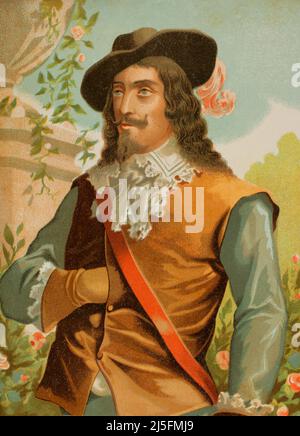 Charles I (1600-1649). Roi d'Angleterre et d'Écosse (1625-1649). Portrait. Chromolithography. Historia Universal, par César Cantú. Volume VIII Publié à Barcelone, 1886. Banque D'Images