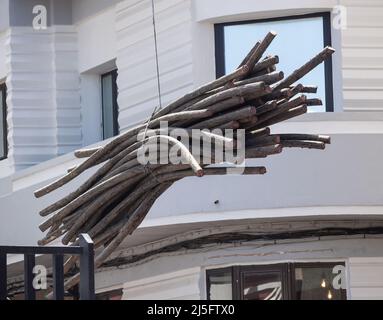 Câbles téléphoniques souterrains en cuivre retirés pour être remplacés par des câbles Internet en fibre optique en Espagne Banque D'Images