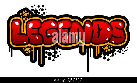 Légendes étiquette Graffiti colorée. Décoration moderne abstraite d'art de rue réalisée dans le style de peinture urbain. Illustration de Vecteur