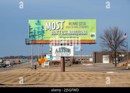 Owatonna, Minnesota. Signe de prévention de la marijuana pour les élèves du secondaire. Banque D'Images