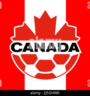 Logo de la fédération canadienne de football avec drapeau national, coupe du monde de la FIFA 2022, illustration Banque D'Images