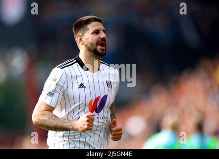 Aleksandar Mitrovic de Fulham lors du match de championnat Sky Bet au stade Vitality, à Bournemouth. Date de la photo: Samedi 23 avril 2022. Banque D'Images