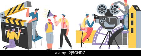 Cinématographe tournant des films et des films vectoriels Illustration de Vecteur