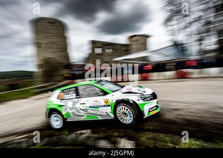 23 GRYAZIN Nikolay (raf), ALEKSANDROV Konstantin (raf), Toksport WRT 2, Skoda Fabia Evo, action pendant le rallye Croatie 2022, 3rd tour du Championnat du monde de voitures de rallye WRC 2022, du 21 au 24 avril 2022 à Zagreb, Croatie - photo Nikos Katikis / DPPI Banque D'Images